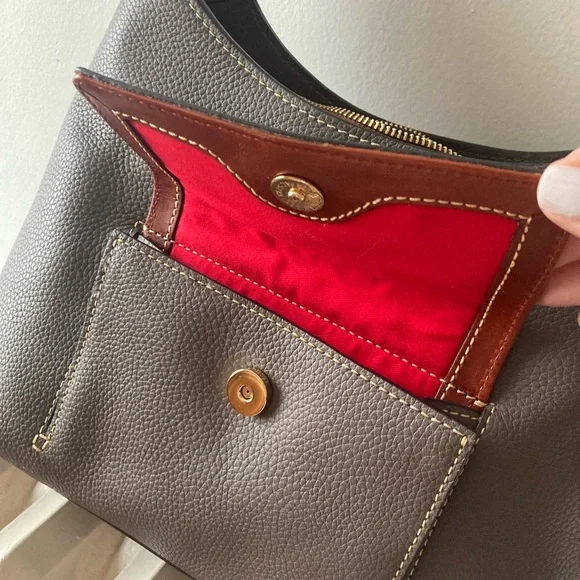 Dooney & Bourke Gray Leather Shoulder Bag - Picture 8 of 10